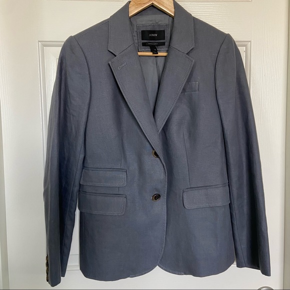 J. Crew Grey Schoolboy Blazer in Linen - Picture 2 of 8